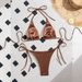 Shiny Metallic Brown Two Piece Bikini Set Women Halter Tie Triangle Top Side Tie Cheeky High Cut Swimsuit Summer Beach Bathing Suit_ecoleips.com
