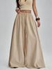Women's Solid Color Drawstring Waist Casual Pants Spring Summer New Loose Wide Leg Comfortable Fit Trousers_ecoleips.com