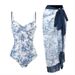 Women's retro suit swimsuit for women Ink painting printed jumpsuit chiffon gauze skirt vacation beauty swimwear_ecoleips.com