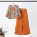 2025 Fashion Printed Wide Leg Pants Two Piece Set European And American Autumn Style Cross Border Foreign Trade Polyester_ecoleips.com