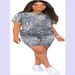 Women's Printed Sportswear Set Short Sleeved Round Neck Casual Two Piece Energetic Autumn Winter Shorts_ecoleips.com