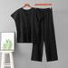 Women's round Neck Sleeveless Knit Set Casual Sports Wide Leg Pants Two Piece Set for Spring And Summer Loose Fit_ecoleips.com