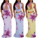 Women's Clothing Sexy Sway Collar Backless Halter Neck Slim Print Skirt Suit_ecoleips.com