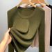Knitted Base Shirt For Women 2025 New European Style Women's Wide Edge Round Neck Pullover Sweater Stretchy Inner Layer_ecoleips.com