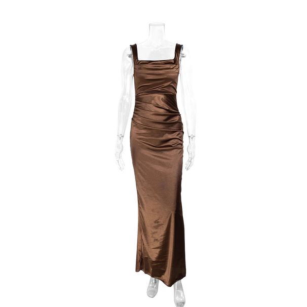 K Sexy Pleated High-end New Dress With Slimming Effect, Camisole Temperament, Banquet Evening Gown, Long_ecoleips.com