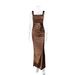 Women's Clothing Elegant Spaghetti Strap Pleated Long Dress Slimming American Style Sexy High End Evening Gown For Women_ecoleips.com
