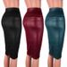 Russian Style Versatile OL Leather High Waist Bodycon Knee-Length Midi Skirt With Slit_ecoleips.com