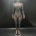 Women's Clothing Shiny Silk Pearl Diamond Body Shaping Jumpsuit Black Trendy Clothes Performance Clothes_ecoleips.com