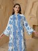 Modest Abaya Dress/Muslim Dress Women Elegant Embroidered Dress - Modest Muslim Long Sleeve Maxi Robe - Dubai Style Islamic Clothing (Blue, Yellow)_ecoleips.com