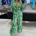 Women's Clothing Fashion Printed Belt V Neck Half Sleeve Jumpsuit Women's Clothing Rompers For Formal & Casual For Women_ecoleips.com