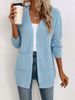 Women Soft Skin-Friendly Breathable Chunky Knit Cardigan Open Front V Neck Long Sleeve Oversized Loose Pocket Mid Length Knit Coat_ecoleips.com