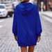 Oversized Hooded Sweatshirt With Kangaroo Pocket - Streetwear Essential Longline Polyester Blend Pullover For Women (Blue, S-XXL)_ecoleips.com