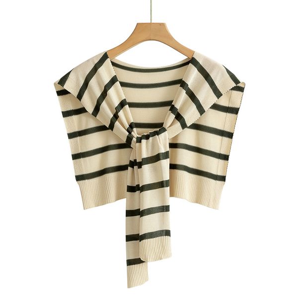 Women's Clothing Thin Striped Ice Silk Knitted Shawl For Women In Summer With Skirt For Outer Wear Sun Protection Thin Shoulder With Collar_ecoleips.com