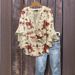 Aria Basics Aria Basics New European And American Cross-border Creative Denim Floral Print Casual Trendy V-neck Lotus Sleeve Women's T-shirt_ecoleips.com