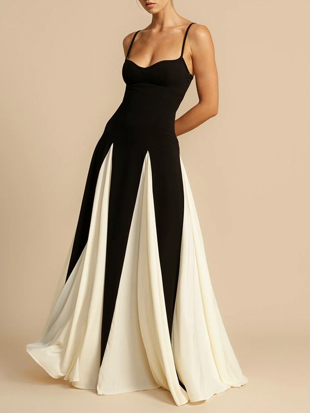 Women's Clothing Elegant Sexy Off-Shoulder Patchwork Full Skirt Halter Dress Women's Trendy Nightclub Evening Gown Fashionable Clothing_ecoleips.com