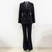 Elegant Rhinestone Embellished Slim Fit Blazer & Pants Suit Set For Women - Formal & Party Wear Two-Piece Outfit_ecoleips.com