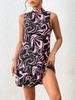 Cross-border Women's Clothing 2023 Summer Wish European And American Printed Stand-collar Dress_ecoleips.com