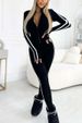 K New Women's Long Sleeve Fitted Striped Semi-Zip Bodysuit_ecoleips.com