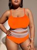 2026 Orange Contrast Trim Swimsuit Women Plus Size Swimwear Female High Waist Bathers Bathing Swimming Suit Summer Beachwear_ecoleips.com