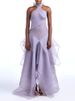 2026 Elegant Women's Long Dress Ruffle Design Irregular Summer Purple Party Dress Casual Halter Neck Fold Formal Occasion Dress_ecoleips.com
