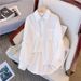 Women's Clothing Waffle Stitching Two Piece Shirt Women's Early Autumn Loose Casual Tops_ecoleips.com
