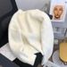 Cropped Faux Mink Cardigan – Oversized Knit Coat With Lantern Sleeves (Soft White/Pink/Mint, Plush Textured Fabric)_ecoleips.com