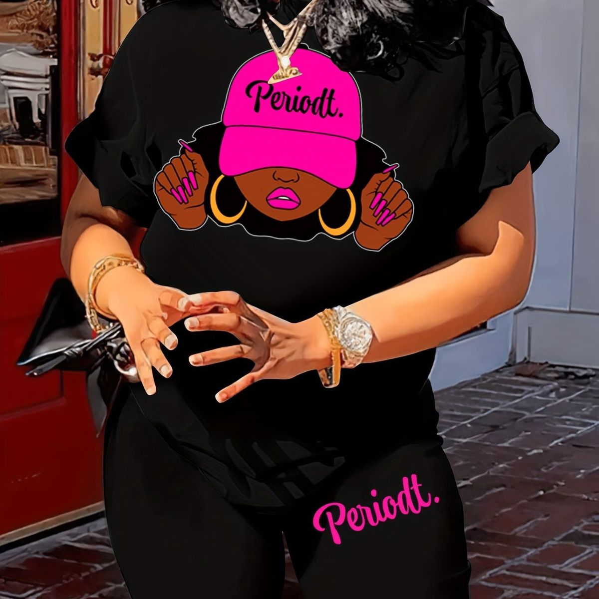 Summer Women's Casual And Fashionable Cartoon Graphic Print Loose T-shirt+shorts Two-piece Sportswear Suitable For Daily Wear-65_ecoleips.com