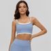 Women Thin Spaghetti Strap Sports Bra Contrast Binding Back Cross Padded Yoga Crop Cami Top Gym Running Workout Activewear Camisole_ecoleips.com