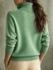 Lightweight Airy Collar Half Zip Label Patch Loose Long Sleeve Knit Top_ecoleips.com