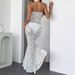 Women's Clothing Hollow Halter Neck Long Skirt Sexy Transparent Lace Solid Color Temperament Slim Dress_ecoleips.com