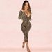 Women's Clothing Fashion Sexy Women's Deep V Long-sleeved Mid-length Pants Dress_ecoleips.com