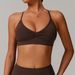 Women's Quick Drying V-Neck Yoga Bra Cross Back Gathered Sports Fitness Underwear for Running_ecoleips.com