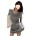 European Pure Desire Style Solid Color Dress, Fleece-lined, Tight-fitting, Bodycon, Autumn And Winter Base Layer, Subtly_ecoleips.com