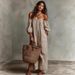 Cross-border 2026 Summer Vintage Striped Off-Shoulder Linen Loose Slimming Vacation Style Long Dress_ecoleips.com