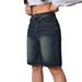 Women's Vintage Washed Denim Shorts – Relaxed Fit Mid-Thigh Length | Euro/US Sizing (XS-XXL) | Light Blue Casual Style_ecoleips.com