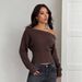 Off-Shoulder Knitted Sweater For Women Style Autumn Winter Slimming Sexy Long Sleeve Waist Cinching Base Layer_ecoleips.com