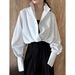 Women's Oversized Batwing Sleeve Shirt - Australian Cotton Relaxed V-Neck Tunic Top For Casual & Office Wear_ecoleips.com