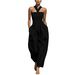 Women's Linen Blend Jumpsuit Crossover Neckline Loose Fit New Arrival From Independent Store_ecoleips.com