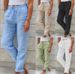 Women's Clothing High Waist Elastic Waist Solid Color Cotton And Linen Casual Pants_ecoleips.com