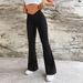 Women's Clothing Women's Casual Sports Pants V Waist Slimming Flare Long Pants Summer Style For Formal & Casual For Women_ecoleips.com