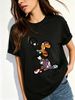 Women Patchwork Floral Graffiti Rabbit KRPBRAND Letter Graphic T Shirt Round Neck Short Sleeve Loose Streetwear Summer Tops_ecoleips.com