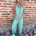 Summer New Women's Casual Bib Jumpsuit Loose Fit Solid Color Button Insert Pocket_ecoleips.com