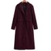 Women's Woolen Coat Temperament Elegant Lapel High Waist Long Versatile Coat_ecoleips.com