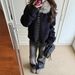 Aria Basics Winter 2025 New Thickened Warm Casual Loose Black Furry Coat With Large Fur Collar And Lamb Wool For Women_ecoleips.com