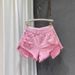 Summer Slim Fit High Waist Women's Denim Shorts Light Color Ripped Design Sexy a Line Wide Leg Hot Pants_ecoleips.com