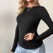 Voya Women's 2026 Spring/summer Sexy Backless Round Neck Pullover Style Slim Fit Long Sleeved T-shirt Base Top_ecoleips.com
