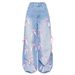 European And American Cross-border High-waisted Bow Patchwork Floor-length Wide-leg Jeans, Street-style Distressed Loose_ecoleips.com