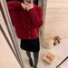 Aria Basics Aria Basics New Year Red Collared Sweater Coat For Women, Autumn And Winter Korean Retro Style, Chic Doll Collar Knitted Cardigan_ecoleips.com