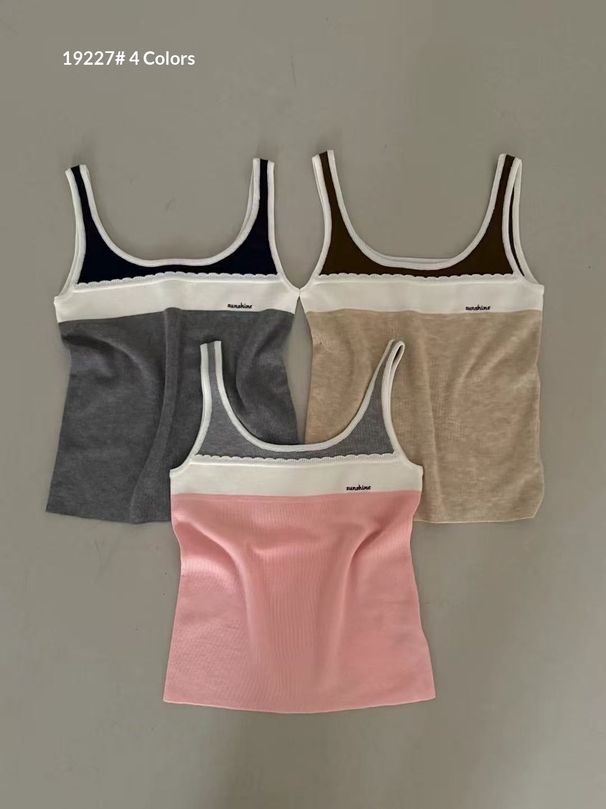 AlloFu Thirteen Lines Color-Block Miu Style Small Camisole 2025 Early Autumn Slim-Fit Top 19227_ecoleips.com