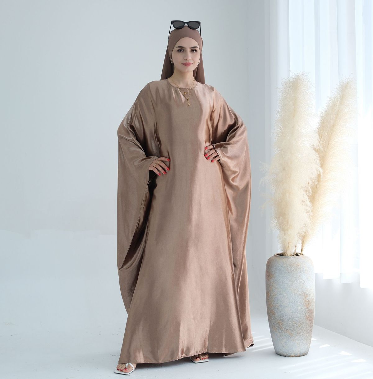 Women's Clothing Arabian Full Skirted Satin Dress Women's Formal Clothing Abaya Prayer Robe Muslim Fashion For Formal & Casual_ecoleips.com